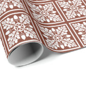 銅赤アコーンおよびリーフタイルデザイン ラッピングペーパー (ロールコーナー)