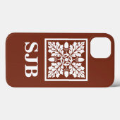 銅赤アコーンおよびリーフタイルデザイン Case-Mate iPhoneケース (裏面 (横))