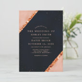 銅赤面ネイビージオメトリック結婚式招待状 招待状 (スタンド正面)