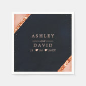 銅赤面ピンクネイビー幾何結婚図形 スタンダードカクテルナプキン (正面)