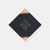 銅赤面ピンクネイビー幾何結婚図形 スタンダードカクテルナプキン (角)