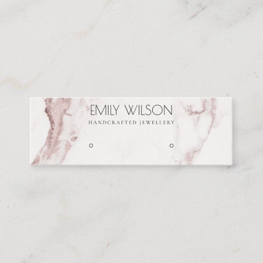 銅赤面ピンク大理石スタッドイヤリング表示ロゴ スキニー名刺 (正面)