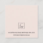 銅赤面ピンク大理石スタッドイヤリング表示ロゴ スクエア名刺 (裏面)