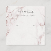 銅赤面ピンク大理石スタッドイヤリング表示ロゴ