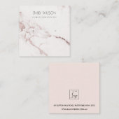 銅赤面ピンク大理石スタッドイヤリング表示ロゴ スクエア名刺 (正面/裏面)