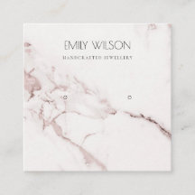 銅赤面ピンク大理石スタッドイヤリング表示ロゴ