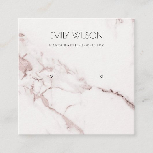 銅赤面ピンク大理石スタッドイヤリング表示ロゴ スクエア名刺 (正面)