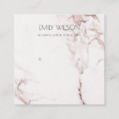 銅赤面ピンク大理石スタッドイヤリング表示ロゴ スクエア名刺 (正面)