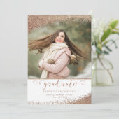 銅赤面金ゴールドグリッターエレガントスクリプト卒業生 招待状 (スタンド正面)