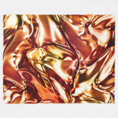 銅金ゴールドの波状メタリックの外観 フリースブランケット (正面(横))