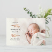 銅金ゴールドの葉の誕生のお知らせ 招待状 (スタンド正面)