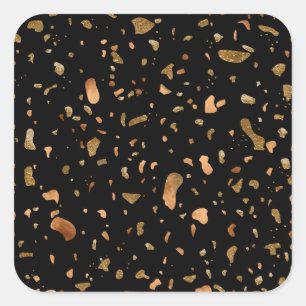 銅金ゴールドオンブラックテラゾストーン スクエアシール