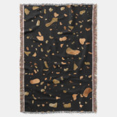銅金ゴールドオンブラックテラゾストーン スローブランケット (正面縦)