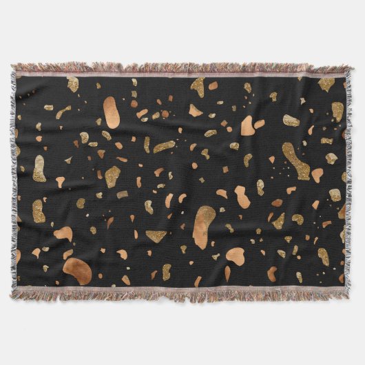 銅金ゴールドオンブラックテラゾストーン スローブランケット (正面)