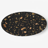 銅金ゴールドオンブラックテラゾストーン ペーパープレート (アングル)