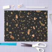 銅金ゴールドオンブラックテラゾストーン 薄葉紙 (クラフト)