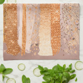 銅金ゴールドストロークのグラマテクスチャ キッチンタオル (折り畳み)