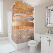銅金ゴールドストロークのグラマテクスチャ シャワーカーテン (インサイチュ)