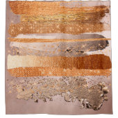 銅金ゴールドストロークのグラマテクスチャ シャワーカーテン (正面)