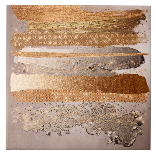 銅金ゴールドストロークのグラマテクスチャ タイル (正面)
