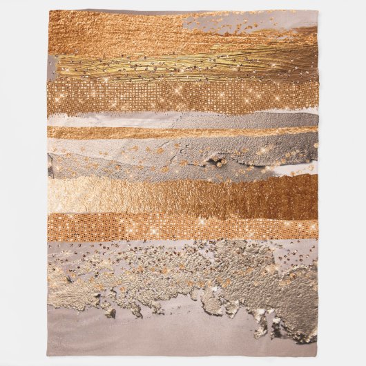 銅金ゴールドストロークのグラマテクスチャ フリースブランケット (正面)