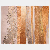 銅金ゴールドストロークのグラマテクスチャ フリースブランケット (正面(横))