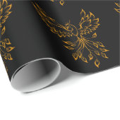 銅金ゴールドフェニックスオンブラック ラッピングペーパー (ロールコーナー)