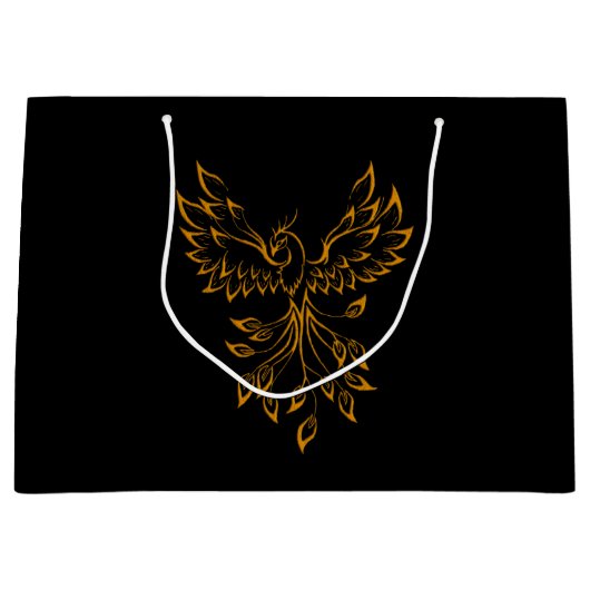 銅金ゴールドフェニックスオンブラック ラージペーパーバッグ (正面)