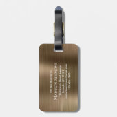 銅金ゴールドブラシ仕上げスチール金属スクリプトモノグラム ラゲッジタグ (裏面縦)