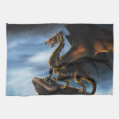 銅金ゴールドブラックドラゴン キッチンタオル (横)