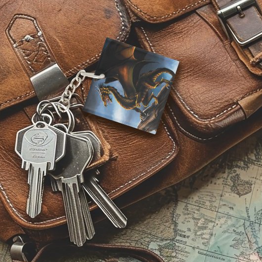 銅金ゴールドブラックドラゴン キーホルダー