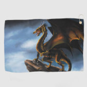 銅金ゴールドブラックドラゴン ゴルフタオル (横)