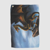 銅金ゴールドブラックドラゴン ゴルフタオル (正面)