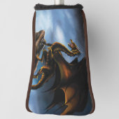 銅金ゴールドブラックドラゴン ゴルフヘッドカバー (回転90)