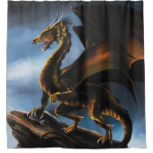 銅金ゴールドブラックドラゴン シャワーカーテン (正面)