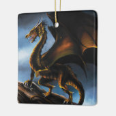 銅金ゴールドブラックドラゴン セラミックオーナメント (左)