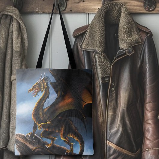 銅金ゴールドブラックドラゴン トートバッグ