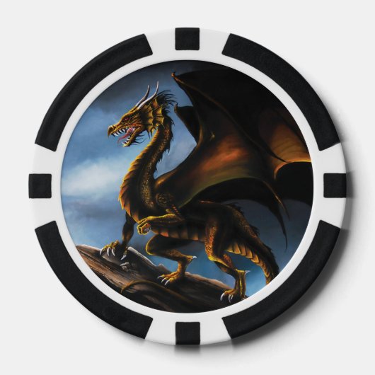 銅金ゴールドブラックドラゴン ポーカーチップ (正面)