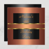 銅金ゴールドブラック18thバースデーパーティー 招待状 (正面/裏面)