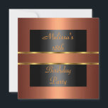 銅金ゴールドブラック18thバースデーパーティー 招待状<br><div class="desc">銅金ゴールドとブラック招待状18th誕生日パーティシルバーボウ招待。任意のカスタマイズ大事な行事に対して実行可能</div>
