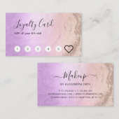 銅金ゴールドモダングリッターパープルメイクアップアーティスト ロイヤリティカード (正面/裏面)