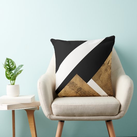 銅金ゴールド幾何白黒 クッション (椅子)