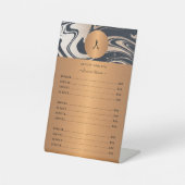 銅金ゴールド黒大理石ヘアサロンサービスメニュー 台座サイン (正面)