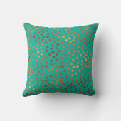銅金属ティール(緑がかった色)パティーナ水玉模様 モダン クッション (裏面)