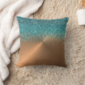 銅金属フェイクグリッターターコイズパティーナ クッション (ブランケット)