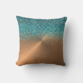 銅金属フェイクグリッターターコイズパティーナ クッション (正面)