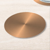 銅金属ルックサーキュラーメタリック ラウンドペーパーコースター (アングル)
