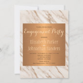 銅金属大理石トレンディー婚約パーティ 招待状 (正面)