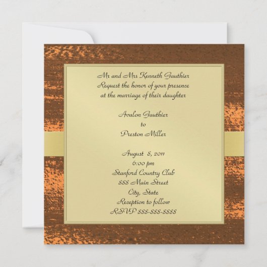 銅金属金ゴールドモフェイクノグラムフォーマル招待状 招待状 (裏面)