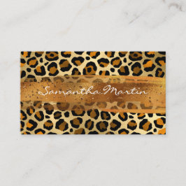 銅金箔ヒョウのブラシストローク 名刺